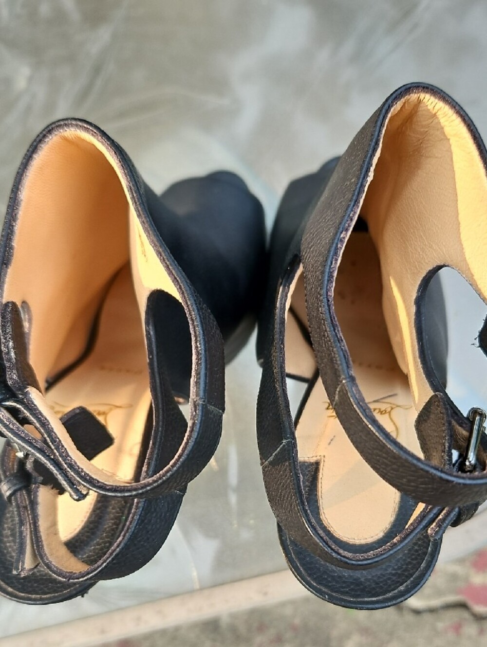 Christian Louboutin Black Peep-Toe Platform Slingback Heels - Picture 2 of 6